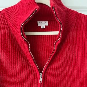 LE LIS Red Zip-Up Sweater Cardigan